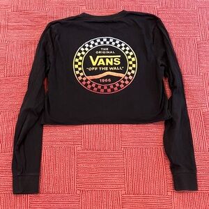Vans women’s XS cropped Long Sleeve t-shirt front / back Logo